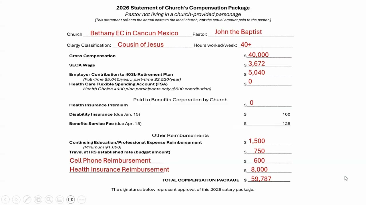 2025 Treasurer Workshop: Pastoral Comp Forms