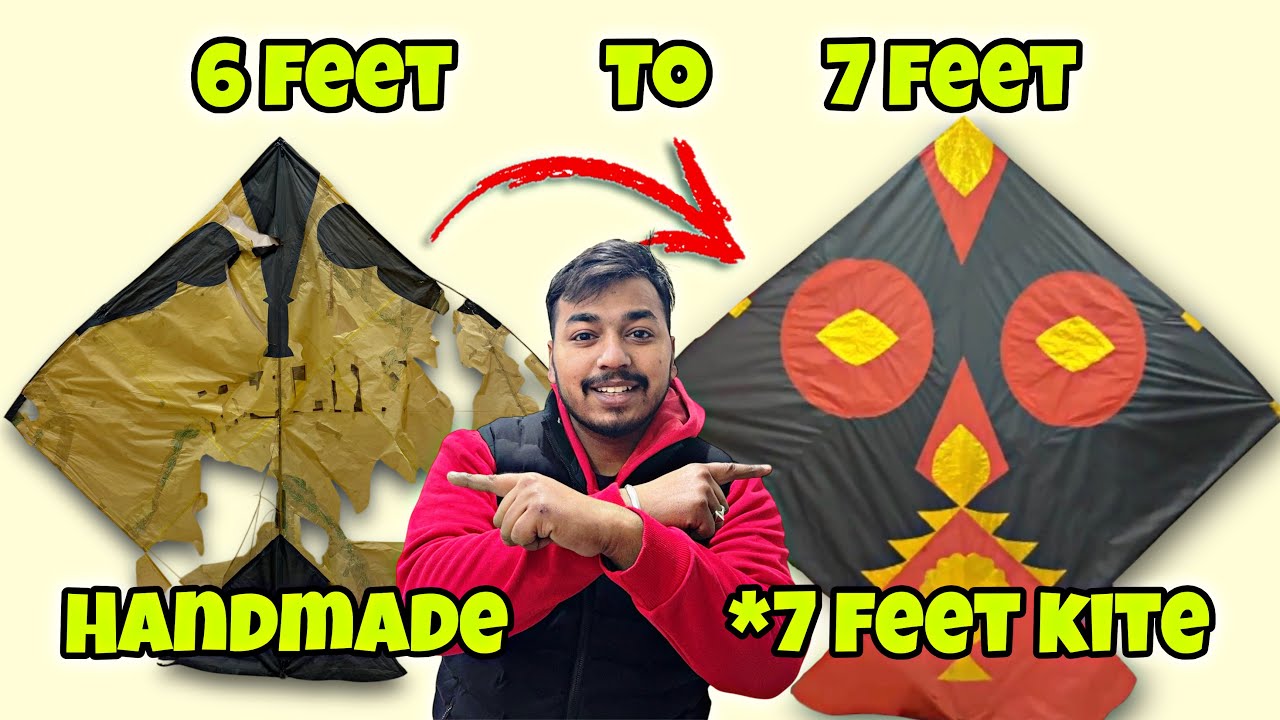 Convert *6feet kite into *7feet kite || handmade big kite || #trending #kiteflying #viral