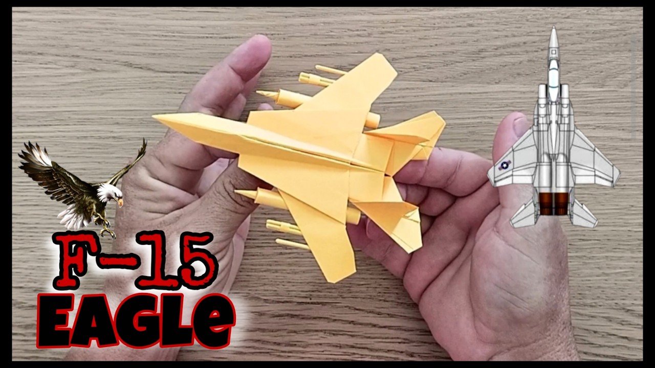 Como hacer un avión de papel caza de combate F-15 EAGLE.@Peluso Paper Planes. OMG