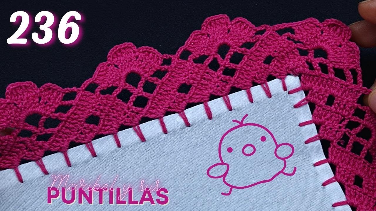 Aprende a tejer esta puntilla de una sola vuelta para tus servilletas 🌺🌸 #236