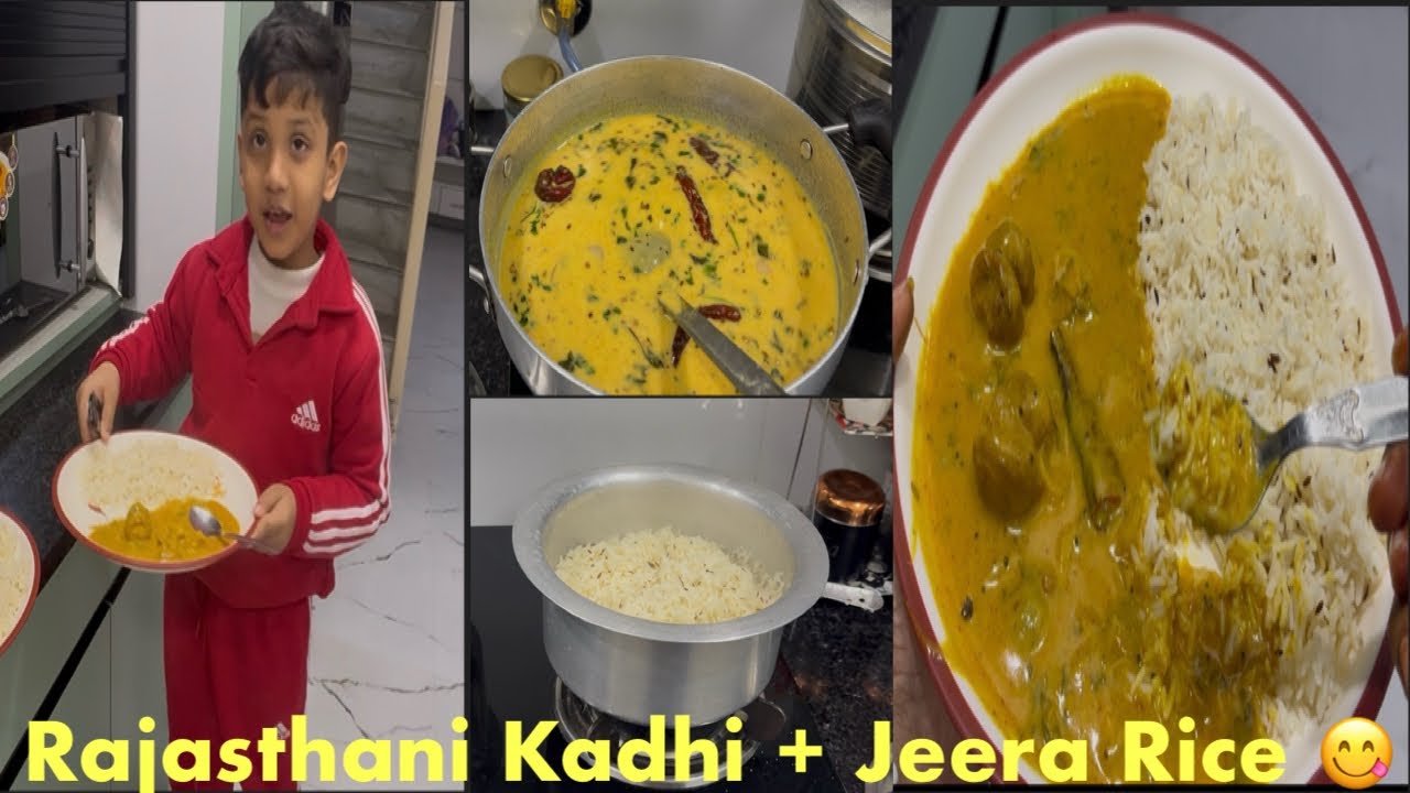 Rajasthani Kadhi aur Jeera Rice | Bacho ka Favourite Dinner ❤️ राजस्थानी कढ़ी और जीरा राइस 😋