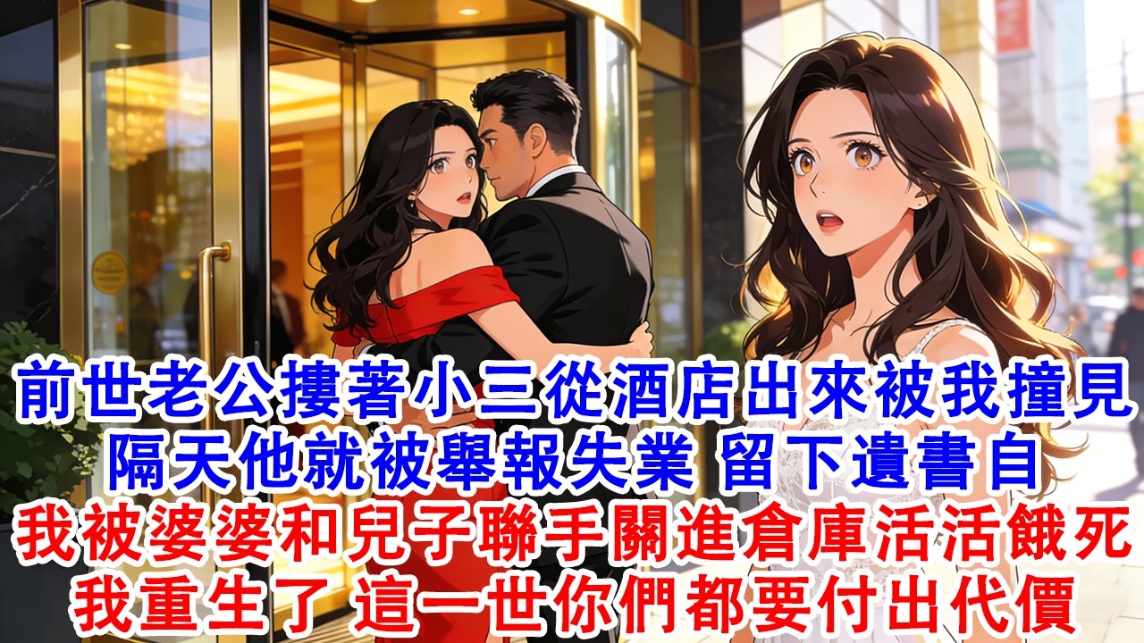 【完結爽文】上一世老公摟著女同事從酒店出來被我撞見，隔天他就被舉報失業，絕望之下留下遺書自殺，我被婆婆和兒子聯手關進倉庫活活餓死。重生後..#故事 #重生 #爽文 #重生故事 #情感 #小說 #完結