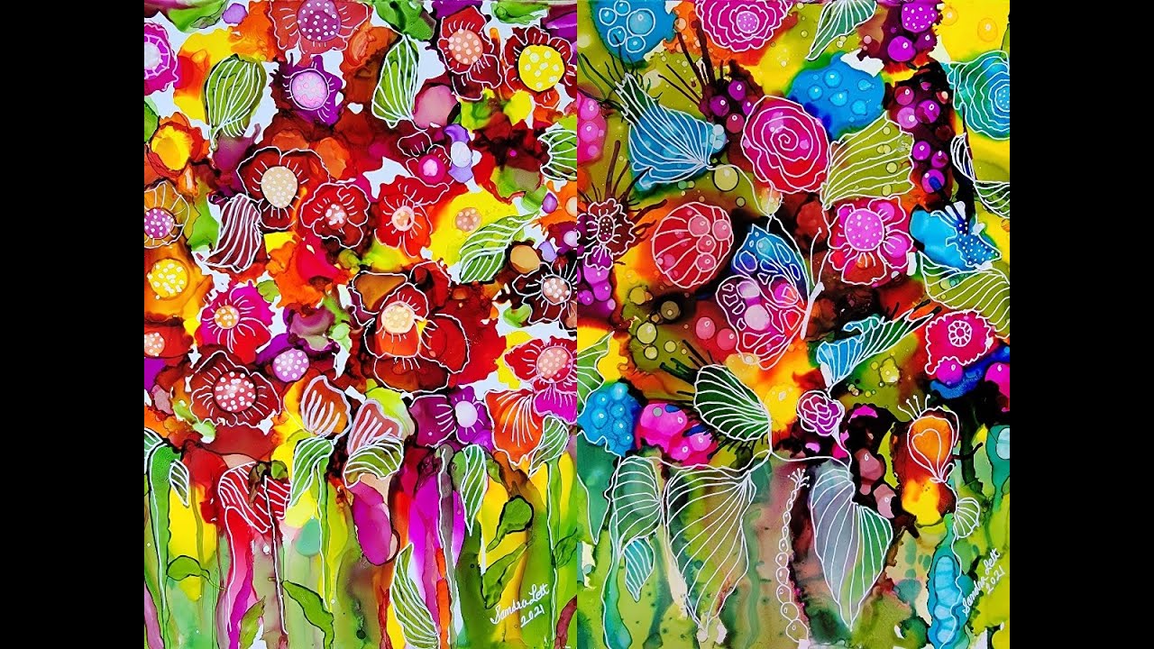 (762)  🌈🌈  2 FUN ALCOHOL INK PIECES in 7 Minutes 🌈🌈 with Sandra Lett 093021
