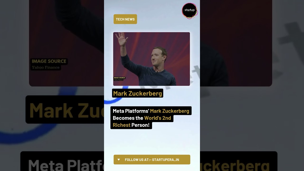 Meta Platforms' Mark Zuckerberg Becomes the World's 2nd Richest Person! 💰🚀 @StartupERA_IN