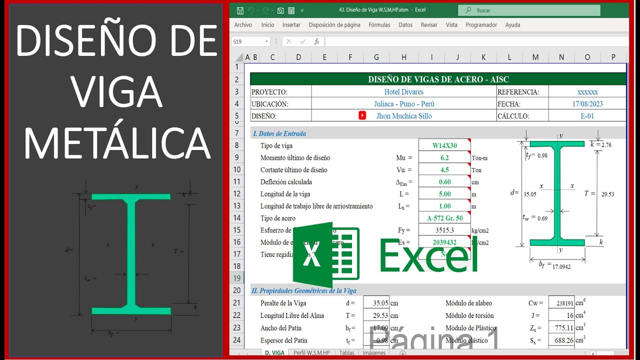Diseño de Viga de Acero - Metálico según AISC (Plantilla excel profesional)