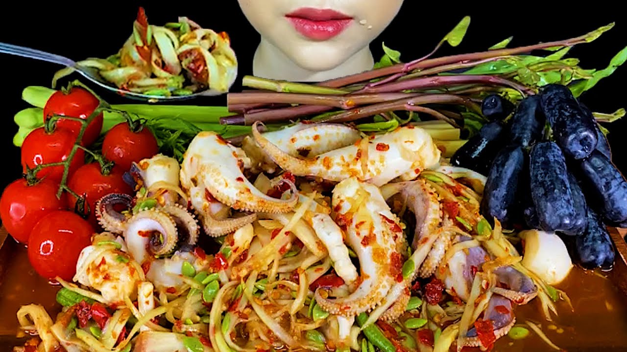 SPICY SEAFOOD SALAD ||SPICY SQUIDS SALAD 🐙🔥* ตำปลาหมึก *