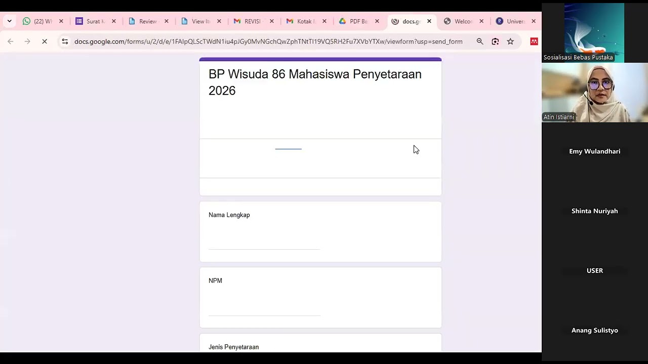 Sosialisasi Bebas Pustaka Wisudawan 86 Tahun 2026