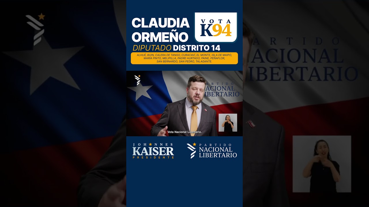 Para apoyar a Johannes Kaiser el congreso vota Claudia Orme&ntilde;o K94 en el distrito 14.