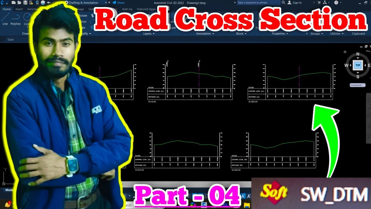 How To Draw Road Multiple Cross Section || Road Chainage Cross Section Kaise Banate Hain || SWDTM
