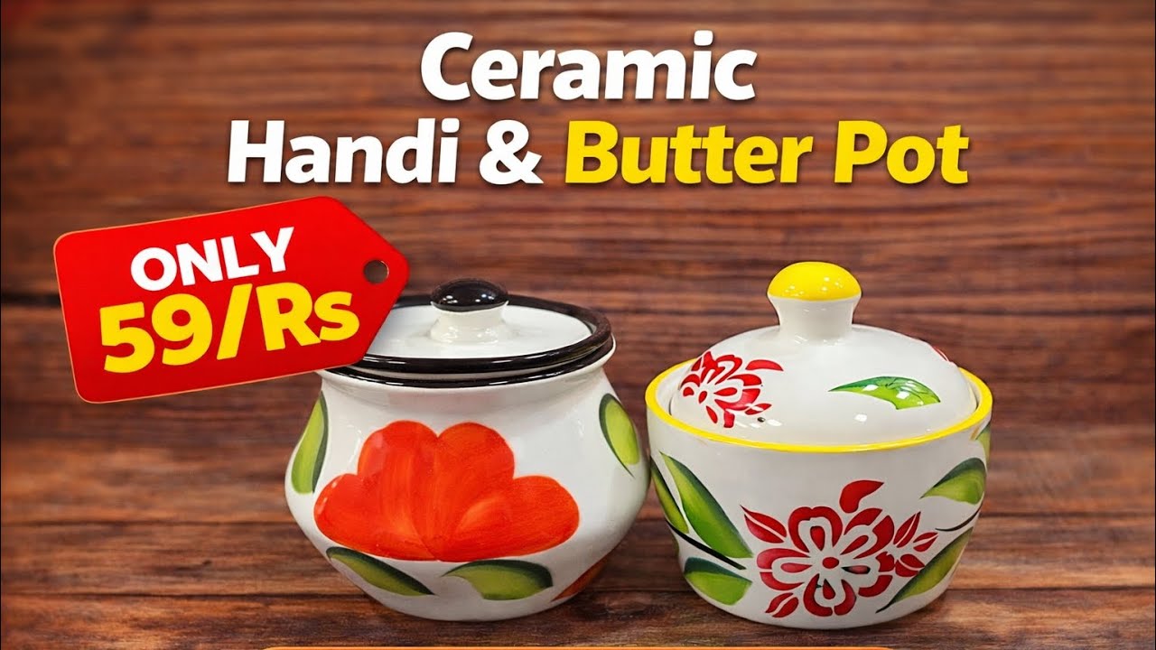 Ceramic Handi & Butter Pot Set – Sirf ₹59 mein Stylish Kitchen Essential #crockery #bhaguvlogs 