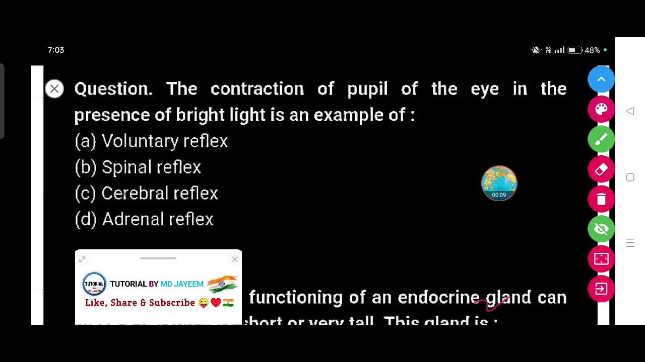 The contraction of pupil of the eye in the presence of bright light is an example of :-