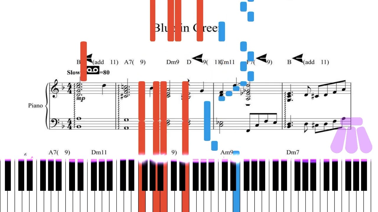 Free Piano Sheet Blue in Green by Miles Davis / Bill Evans
