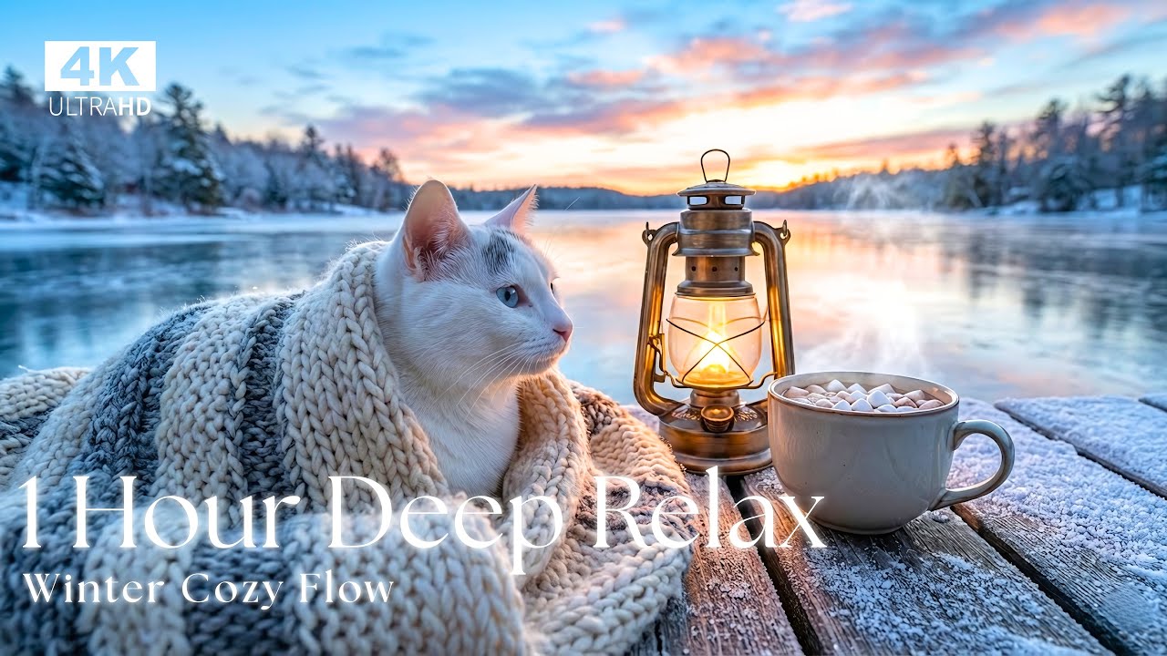 1 Hour Winter Sunset Zen | 432Hz Body Reset | Cozy Lakeside Relaxation