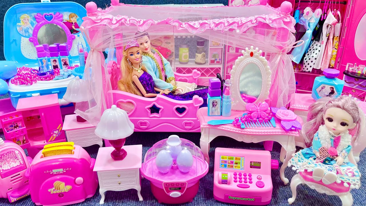 15 Minutes Satisfying with Unboxing Pink Barbie Doll Bedroom,Kitchen Collection Review Toys | ASMR