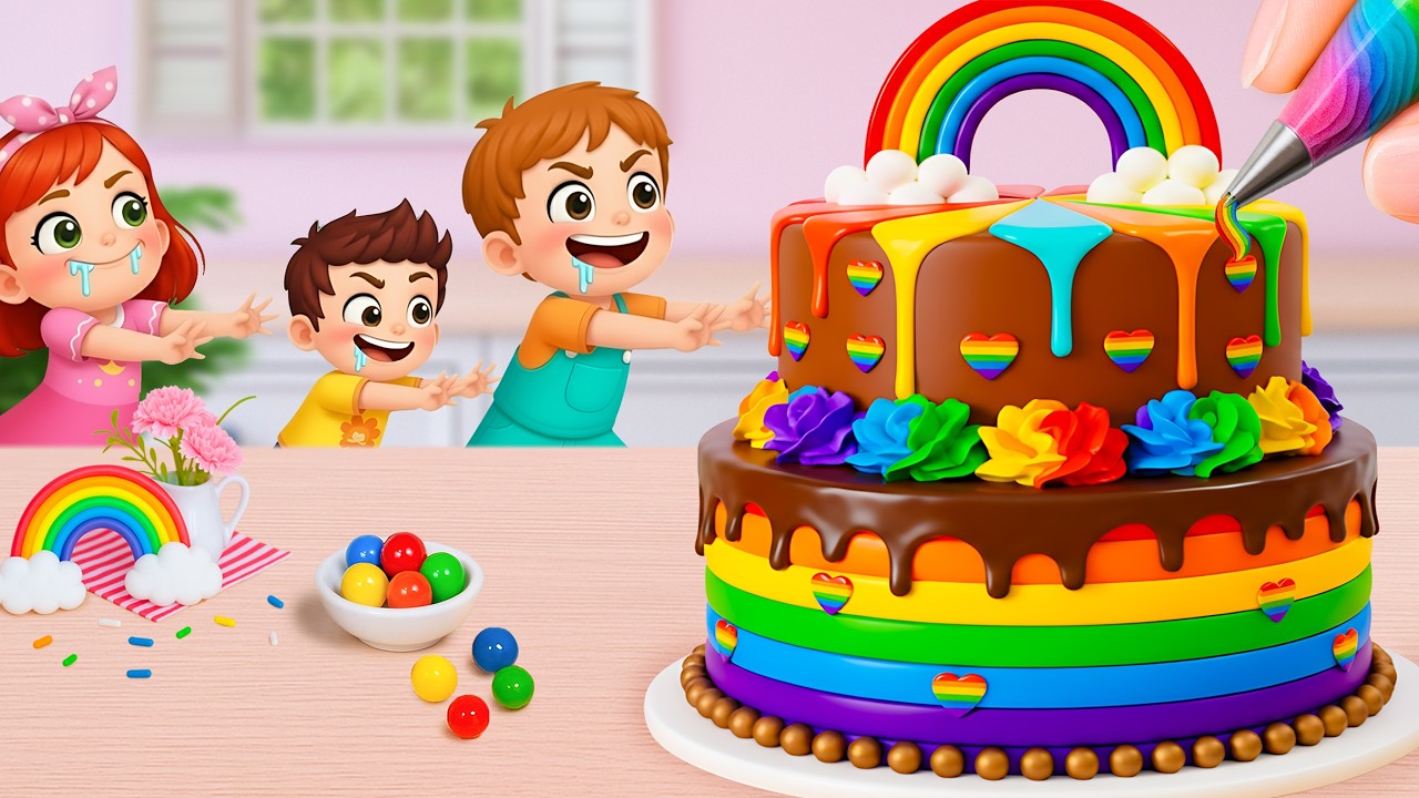 Miniature Rainbow Cake Recipe 🌈 How to Make Cute Mini Rainbow Cake with Smooth Colors 🍰 Yummy Teeny
