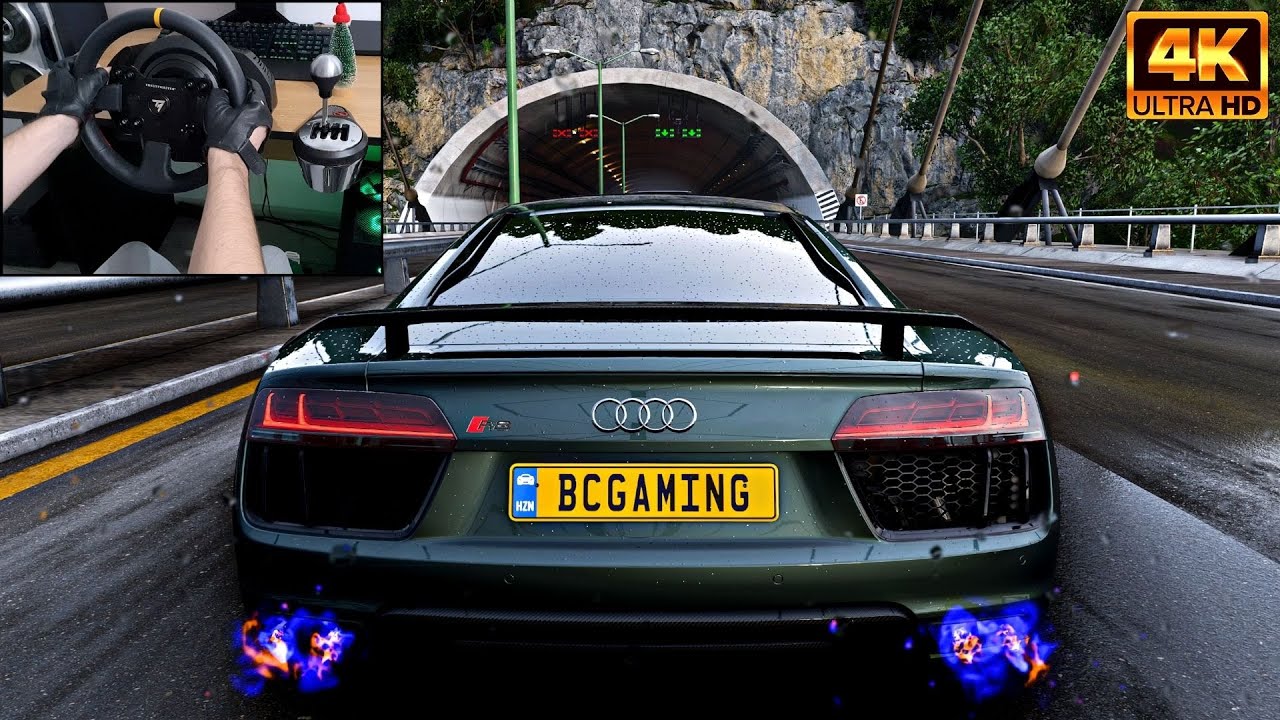 Twin Turbo AUDI R8 (1000BHP) in Forza Horizon 5 | Steering Wheel Gameplay [4K60fps]