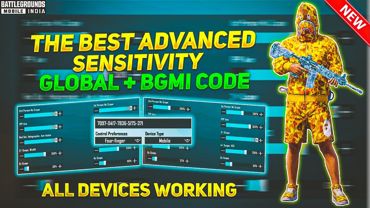 BEST Sensitivity Settings CODE+Control Settings | PUBG 2.2 Update Sensitivity + 4 Finger Claw