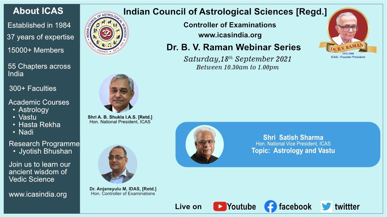 Astrology and Vāstu by Shri Satish Sharma, Hon. National Vice President, ICAS.