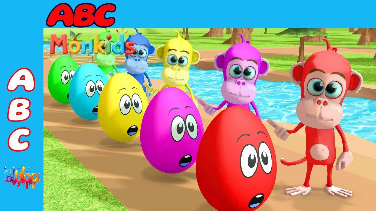 Five Little Monkeys Song | Colorful Eggs on Farm | Nursery Rhymes & Kids Songs