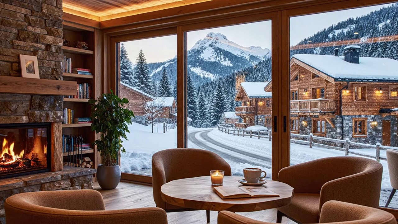 Relaxing Cozy Coffee Shop ❄️ Gentle Jazz Music for Study & Work