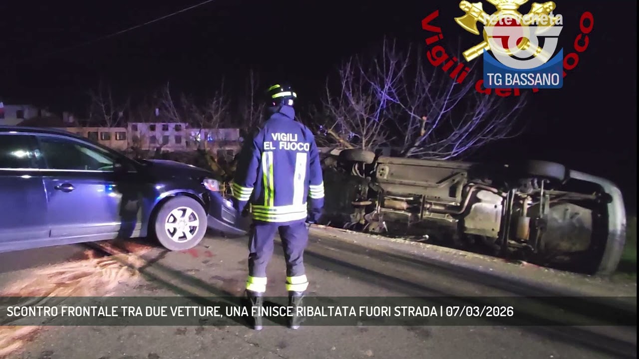 SCONTRO FRONTALE TRA DUE VETTURE, UNA FINISCE RIBALTATA FUORI STRADA | 07/03/2026