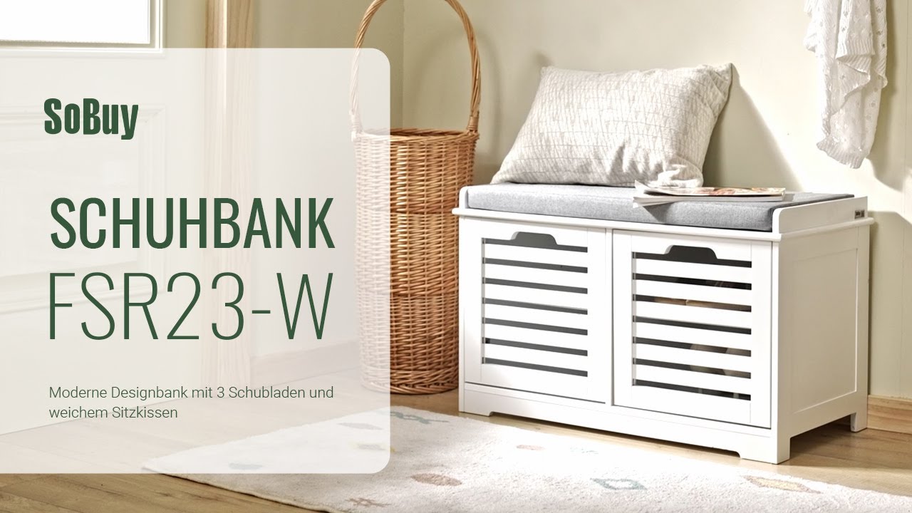 SoBuy Schuhtruhe | Schuhschrank mit Sitzkissen | Spieltruhe | Sitzbank | FSR23-W