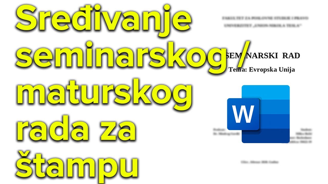 Maturski - seminarski rad - uređivanje, podešavanje i priprema za štampanje