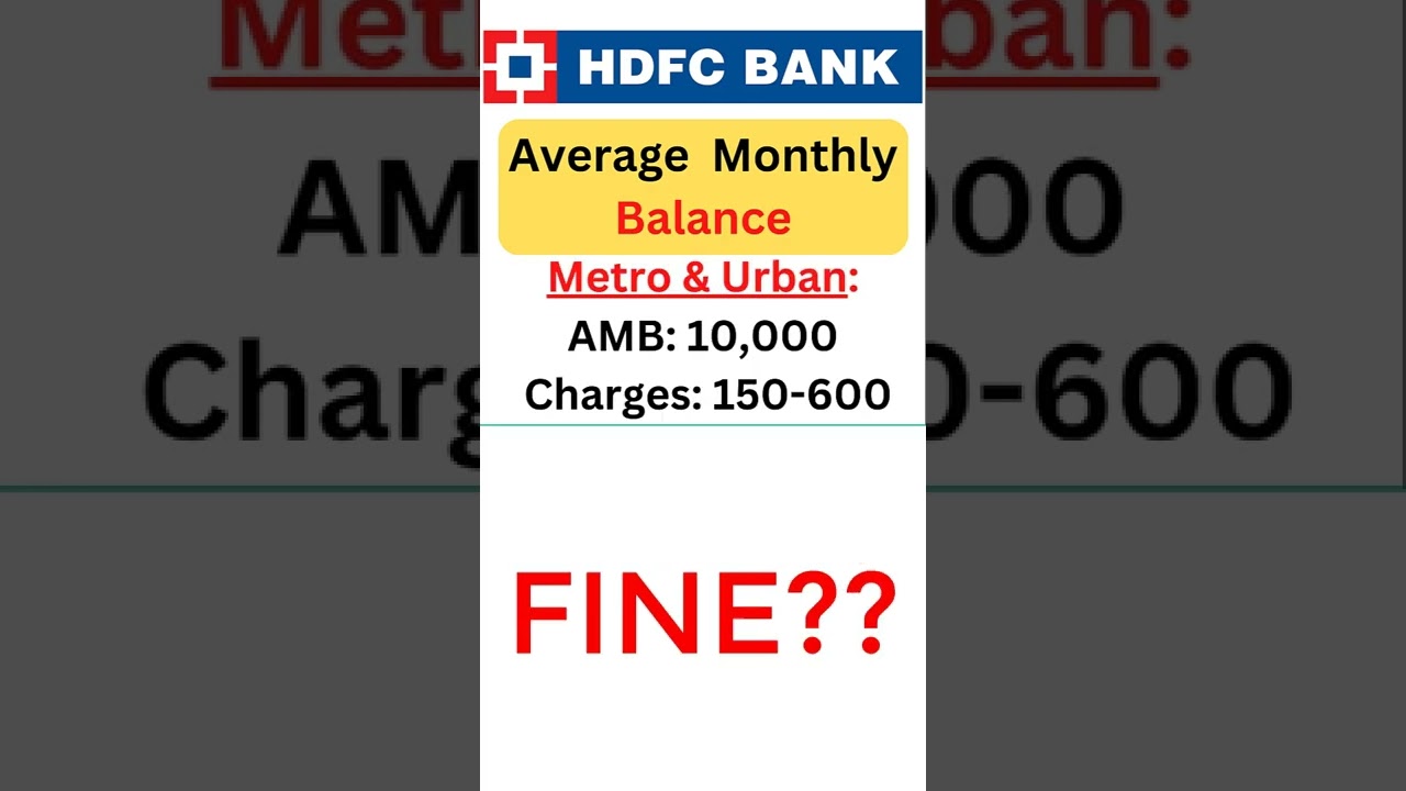 Monthly Average Balance and Charges | Hdfc Bank #bank #finance #shorts