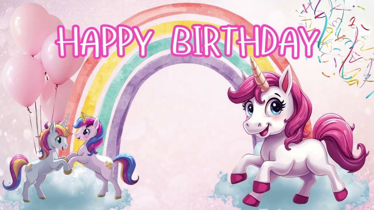 UNICORN THEME HAPPY BIRTHDAY VIDEO - 2 HOUR LOOP