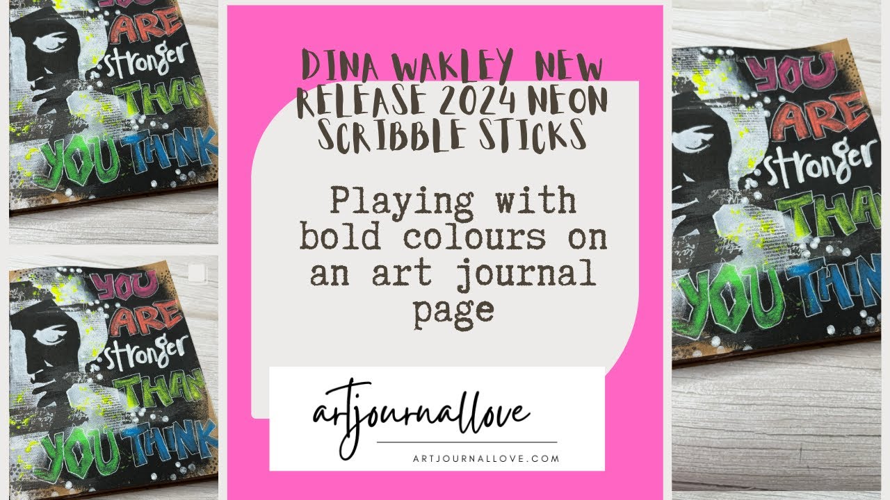 Dina Wakley March 2024 release- Playing with bold colours on an art journal page