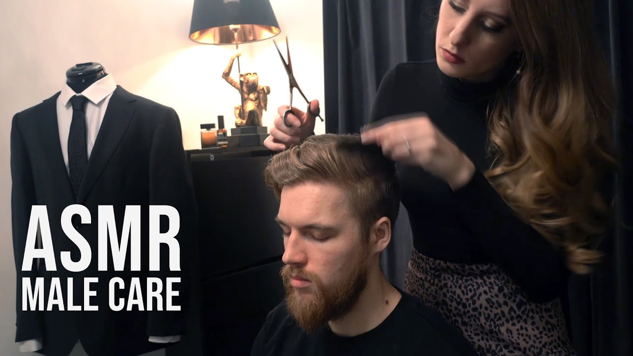 ASMR Male Hair Play (No Talking) ✂️  Real Person Beard Trimming Care – Relaxing Sleep ASMR