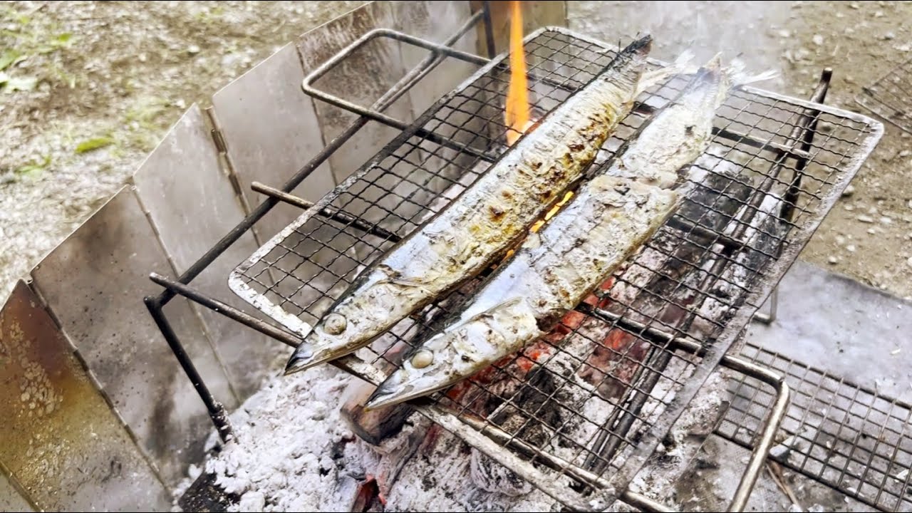 【ソロキャンプ】網にくっつかないさんまの焼き方【さいたま桃月園×初秋キャンプ】＃５