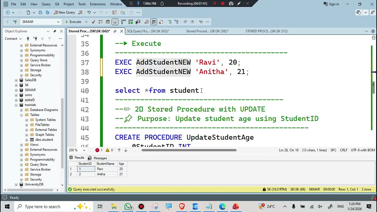 Хранимая процедура с использованием INSERT, UPDATE, DELETE в MS SQL Server | Учебное пособие по S...