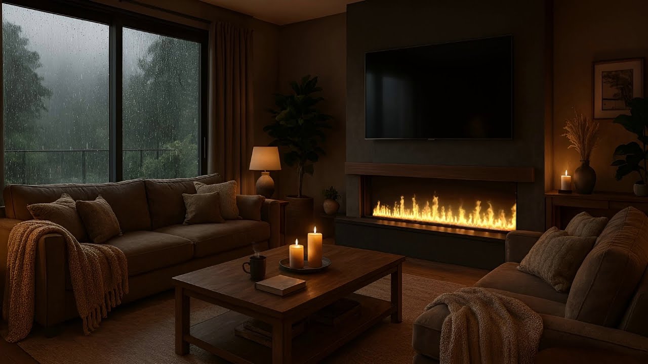 The Most Relaxing Video on YouTube:  10 HRS of Thunder, Heavy Rain on Window & Fireplace in 4K UHD