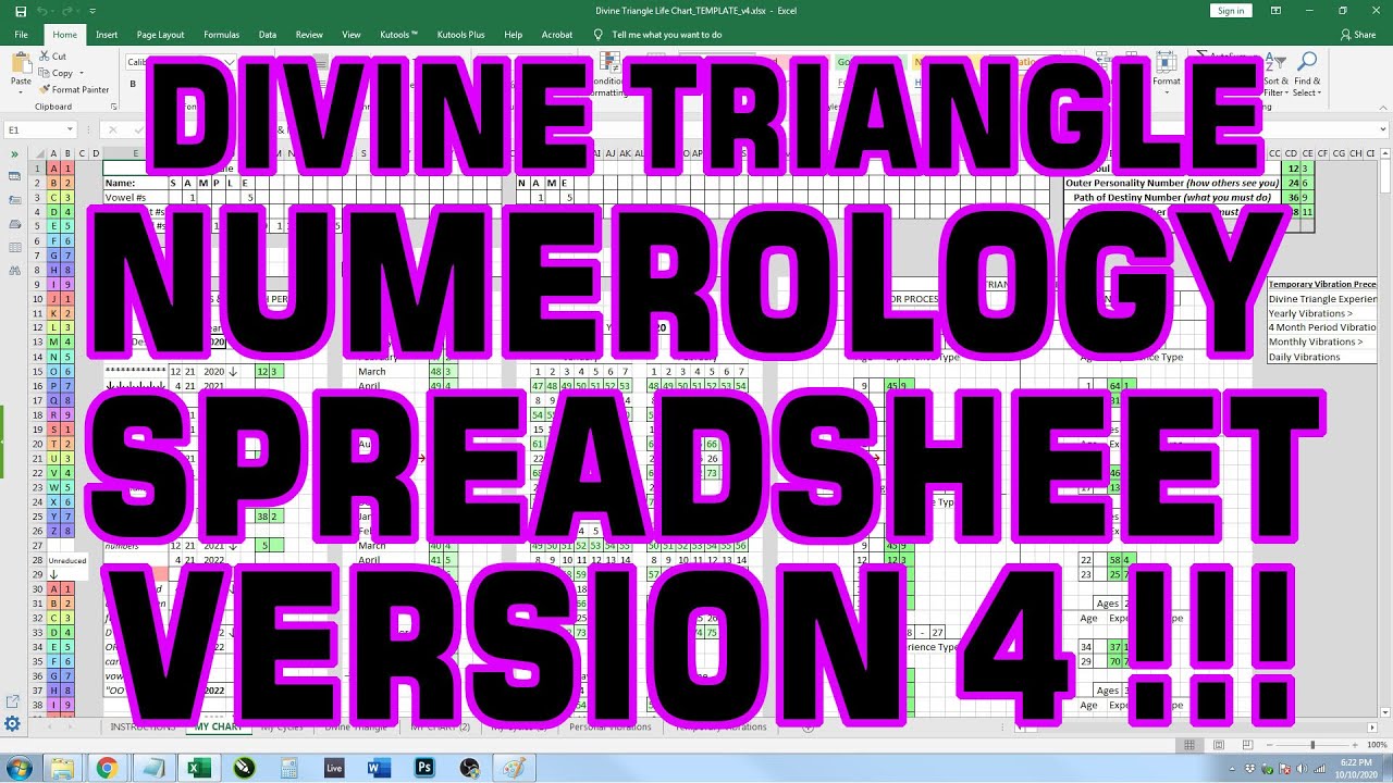 Using The Divine Triangle Numerology Spreadsheet Version 4