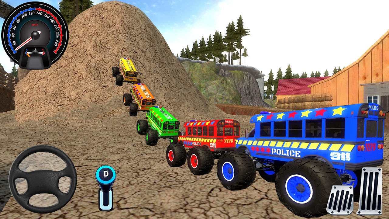 Impossible Racing Police Bus Monster Truck Stunt  2026 #2 - Driving Car Simulator - Android Gameplay