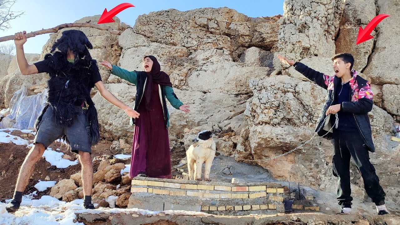 How did the dog owner approach the dream and encounter the caveman? 