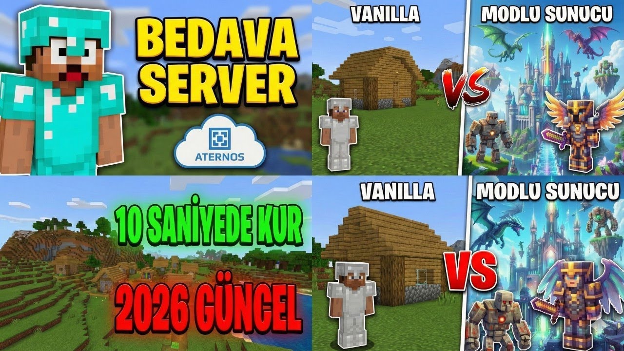 ÜCRETSİZ Minecraft Sunucusu Nasıl Kurulur? (Aternos 2026 Güncel Rehber)