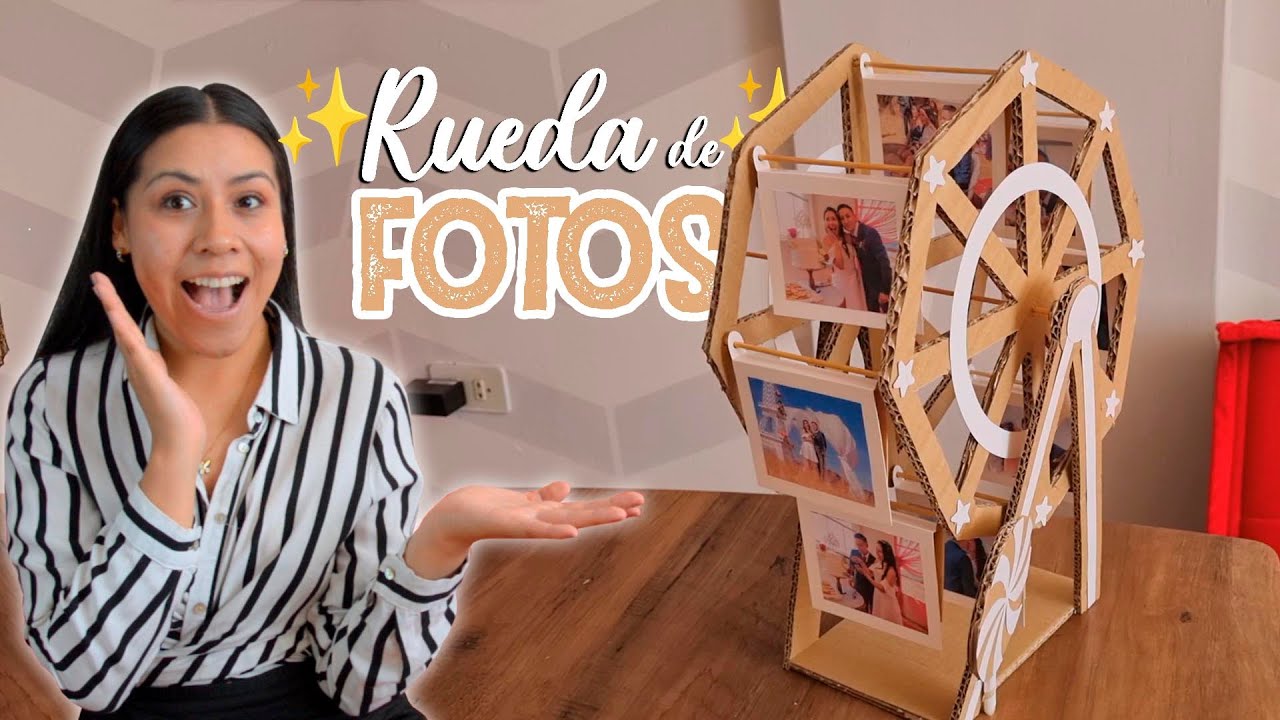 HAGAMOS una RUEDA DE FOTOS con CARTÓN 💕| Idea para regalar | papercraft con moldes