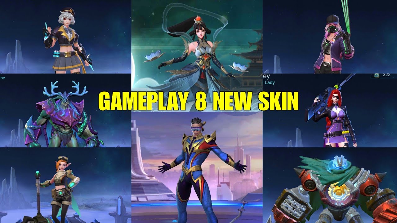 GAMEPLAY 8 NEW SKINS ! | BRUNO & GUINEVERE EPIC SKIN| MLBB