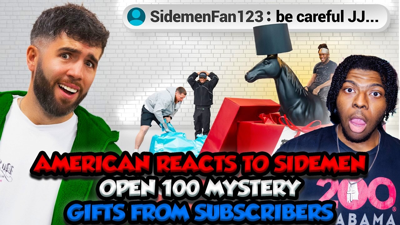 AMERICAN REACTS TO SIDEMEN OPEN 100 MYSTERY GIFTS FROM SUBSCRIBERS
