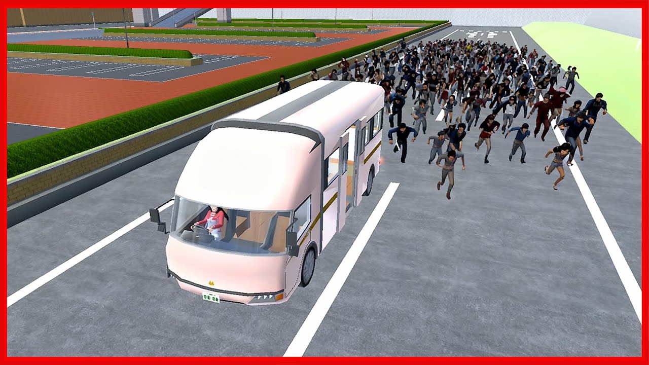 Escape from Zombies with a Campervan || SAKURA School Simulator