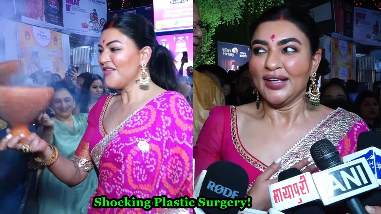 Sushmita Sen Looks Unrecognizable at Durga Puja after her Plastic Surgery and Botox and Lip Fillers!