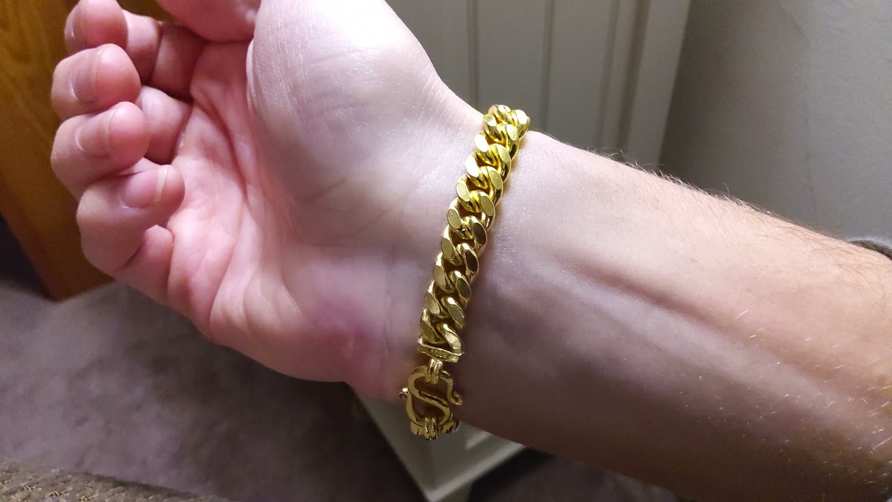 8.5mm 24k Solid Gold Cuban Link Bracelet - 9999 Gold Jewelry
