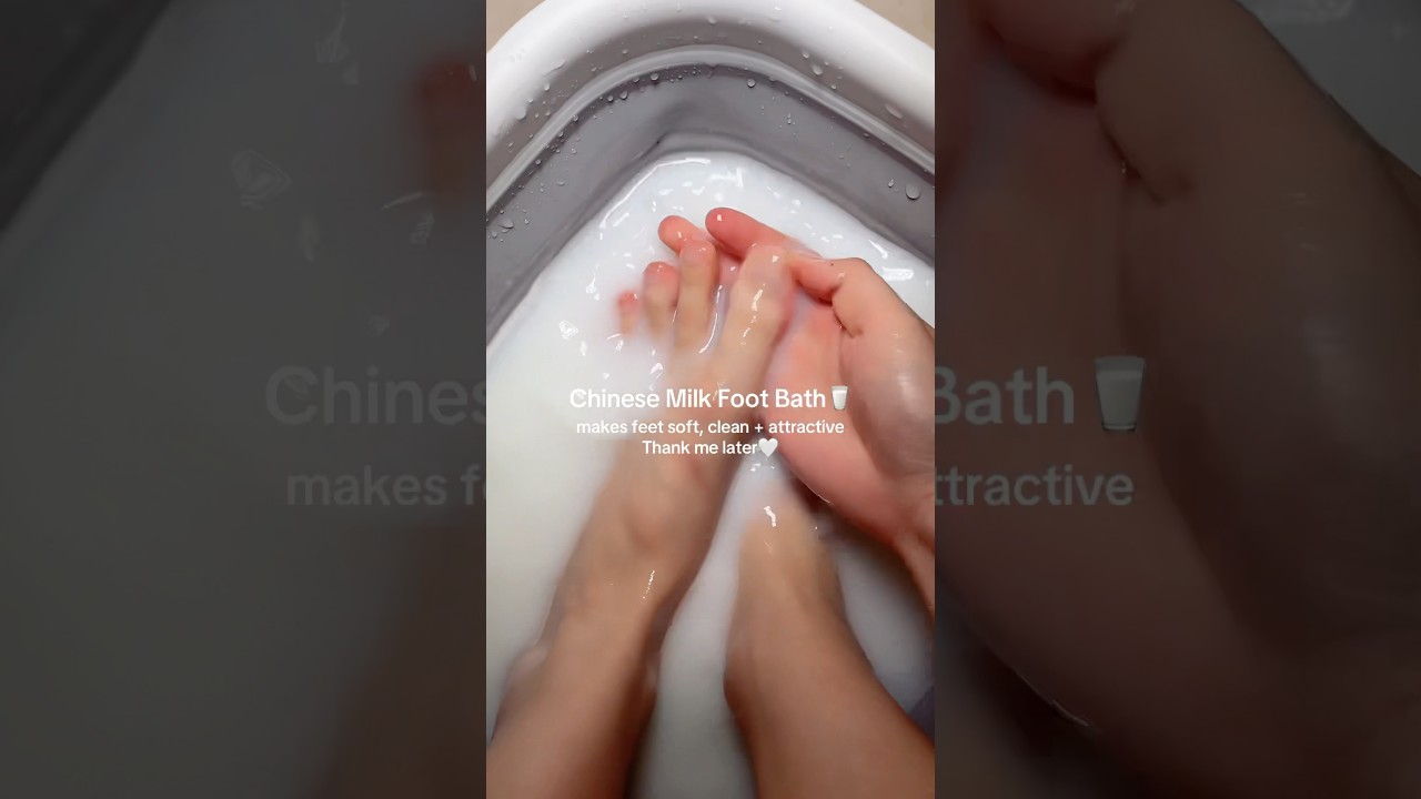 Soak in warm water + milk for 10 minutes to soften dead skin cells 🥛🤍✨ #feetcare
