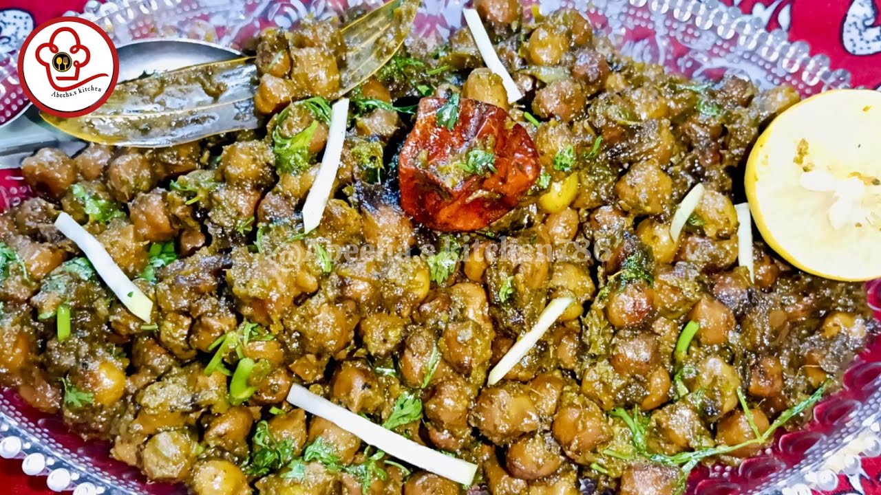 Ramadan special Harey Masale Wala Chana, Chana Hara Masala, Green Masala Chana Chat Recipe by Abeeha