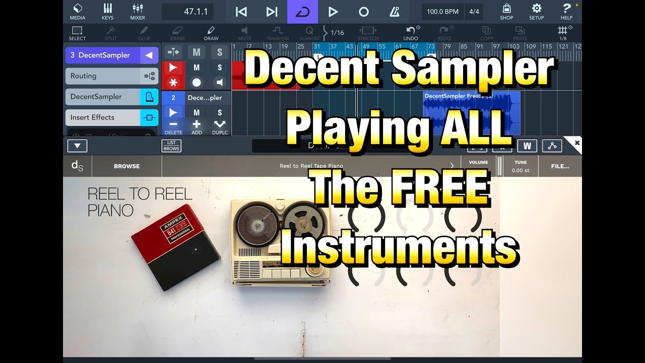 Decent Sampler - Playing ALL The FREE Instruments - Demoed in Cubasis 3 for the iPad