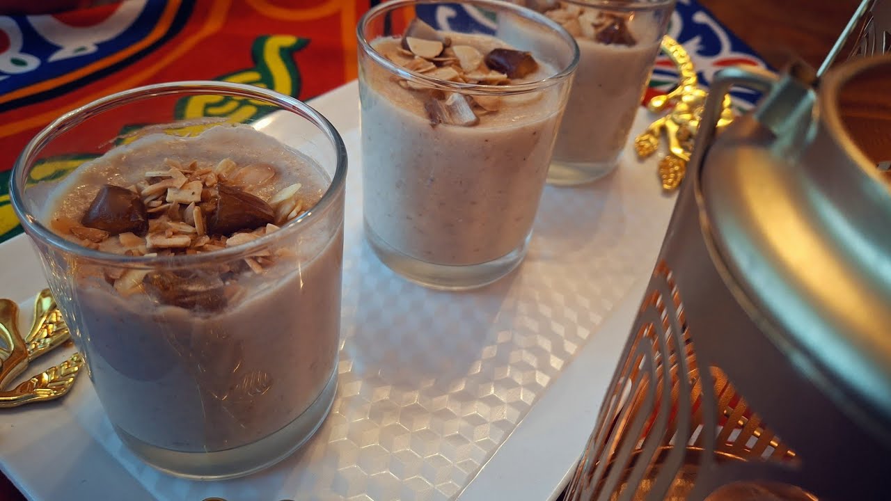 تحلية على شكل محلبي بالتمر والمكسرات بالحليب صحية والطعم ولا أروع لسهرة رمضان #رمضان #تحلية_الكؤوس 