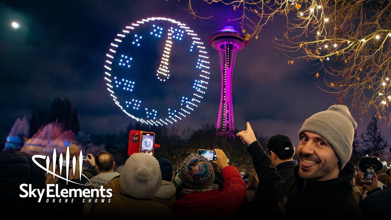 NEW YEARS Drone Show at Seattle Space Needle 2024!