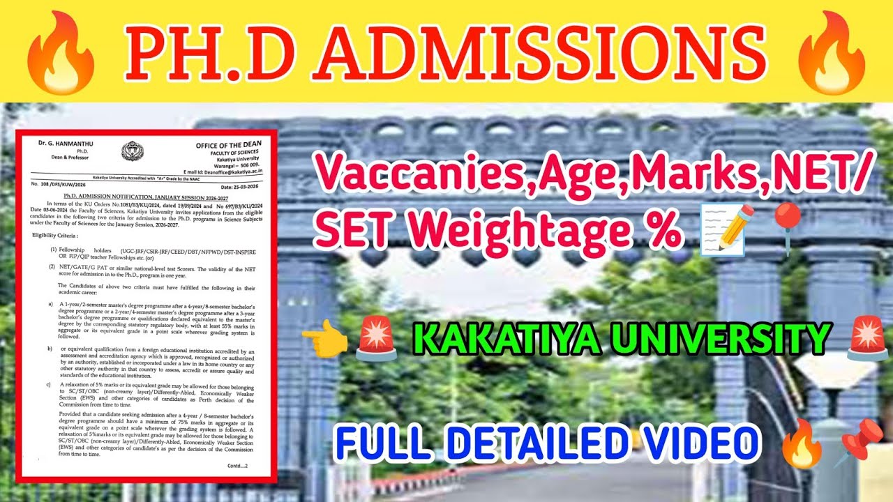 Kakatiya University PhD 2026 Notification OUT 🚨🔥 Don&rsquo;t Miss This Opportunity | Complete Guide 📄⏳📌#ku